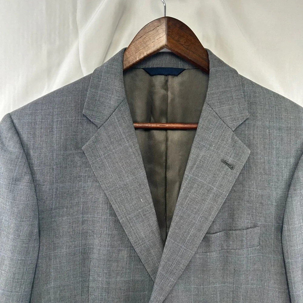 Burberry London Suit Mens 38S Grey Glen Plaid Wool 2-Button Pleated Cuffed 30x30